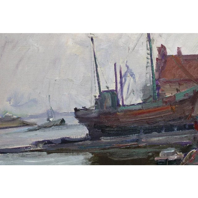 Nikolajs Breikss, Ship Repair, Oil on Cardboard, 1960s For Sale - Image 4 of 8