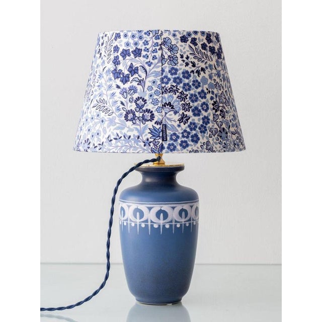 Blue Dutch Gouda Blue Ceramic Table Lamp with Liberty Floral Shade For Sale - Image 8 of 12