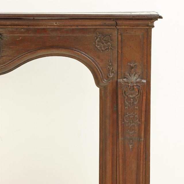 French Carved Oak Fireplace Mantel, 18th Century For Sale - Image 4 of 5