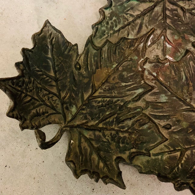 Art Nouveau Vintage Cast Metal Maple Leaf Tray For Sale - Image 3 of 12