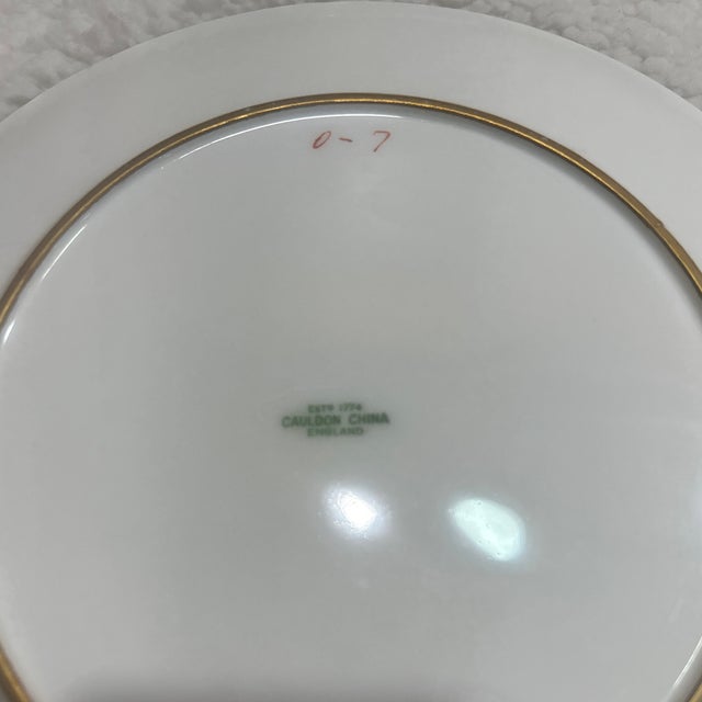 Metal Antique 24k Gold Encrusted Floral Plates by Cauldon & Heinrich - Set of 6 For Sale - Image 7 of 12