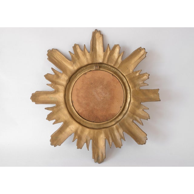 Small Vintage Italian Faux Bois Gilded Sunburst Mirror For Sale In San Francisco - Image 6 of 7