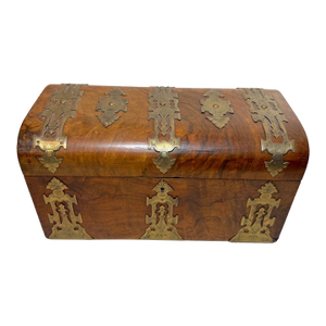 Antique Victorian Burr Walnut Tea Caddy by Parkins & Gotto England Circa 1860s