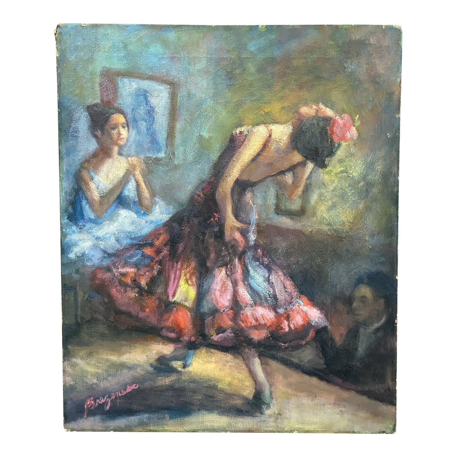 1950s Spanish Expressionist Flamenco Dancer Painting | Chairish