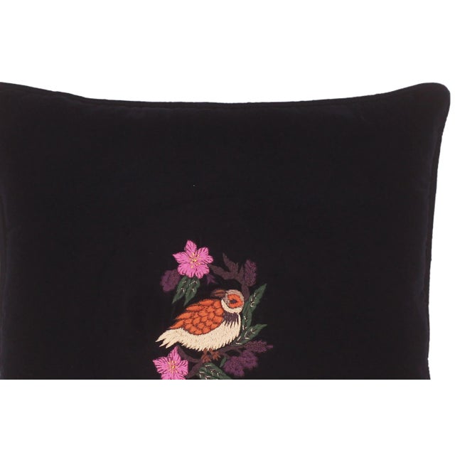 Boho Chic Hand Embroidered Italian Velvet Pillow For Sale - Image 4 of 8