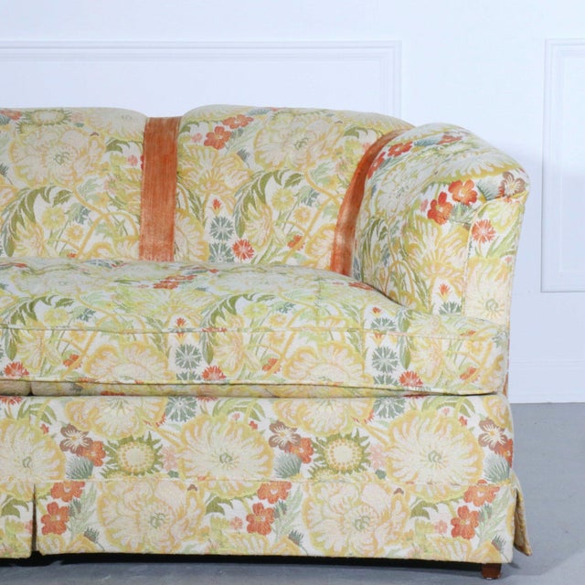 1960's Drexel Heritage Curved Poppy Yellow Garden Loveseat For Sale - Image 9 of 13