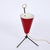 Italian Tripod Conical Red Lacquered Metal and Brass Table Lamp, 1950s For Sale - Image 6 of 9