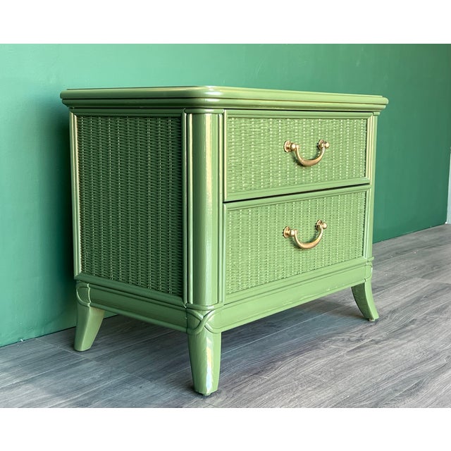 1970s 1970's High Gloss Green Lacquered Nightstand For Sale - Image 5 of 12