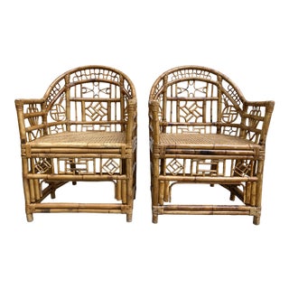 Chinese Chippendale Bamboo Armchairs, a Pair For Sale