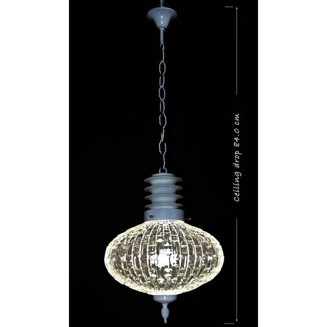 Mid-Century Modern Danish Opalescent Hobnail Glass and Brass Pendant Light For Sale - Image 3 of 13