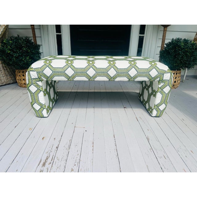 Hollywood Regency Vintage Waterfall Bench Newly Custom Upholstered For Sale - Image 3 of 9