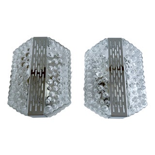 Vintage Bubble Glass and Chrome Sconces, 1970s, Set of 2 For Sale