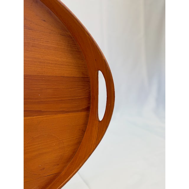 Mid 20th Century Vintage Dansk Danish Modern Large Oval Teak Serving Tray With Integrated Handles For Sale - Image 5 of 11