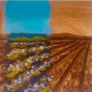 Lavender Fields by Alexandra Hansen | Oil on panel Oil painting of lavender flowers in a field. For Sale