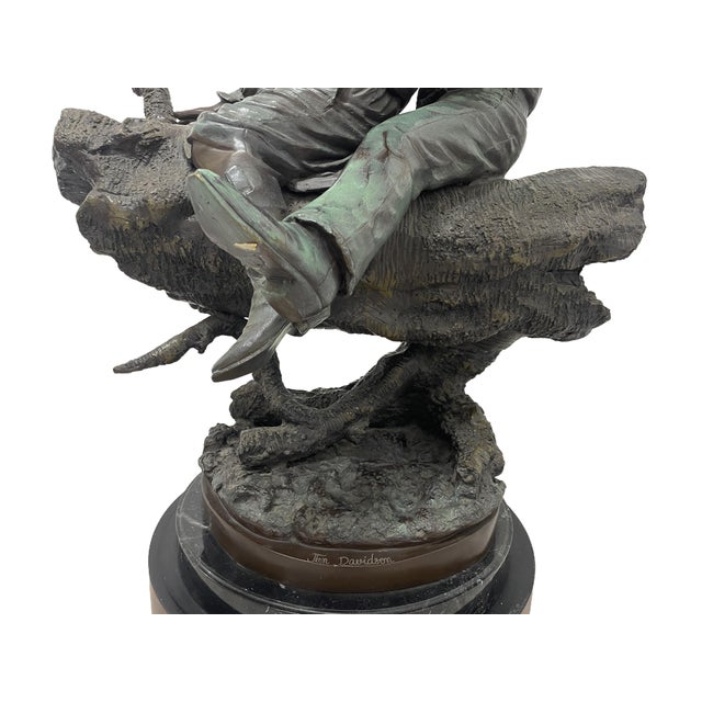 1980s Monumental Signed Bronze Figurative Sculpture of Children by J. Davidson on Marble & Rosewood Pedestal For Sale - Image 11 of 15