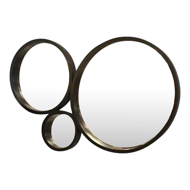 Gable 3-Ring Wooden Mirror For Sale