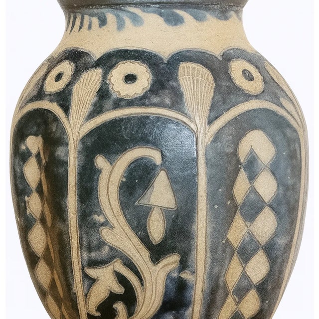 Ceramic Antique German Westerwald Salt-Glazed Jug W/ Pewter Lid — Hp R-7597 For Sale - Image 7 of 11