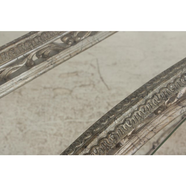 Vintage Silver Finish Glass Top Console Table For Sale - Image 10 of 18