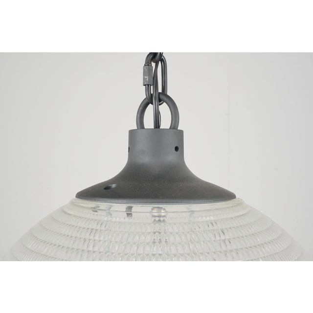 Mid 20th Century Restored 20 In. Holophane Glass Paris Street Light Pendant Fixture For Sale - Image 6 of 14