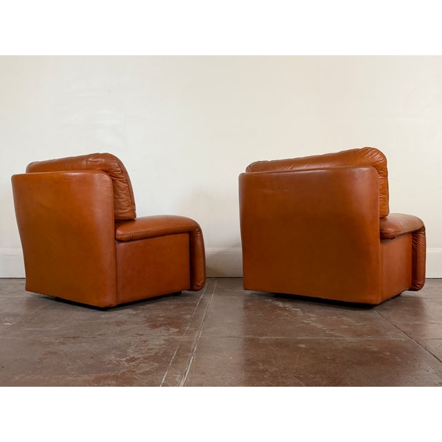 Vintage 1970's Italian Leather Lounge Chairs For Sale - Image 4 of 5