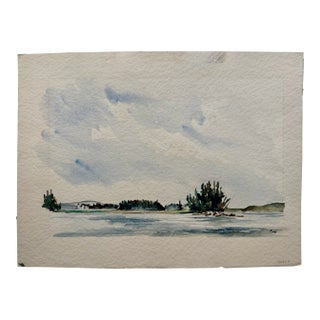 Henry Emil Salloch Original Watercolor on Paper Warren Island, Maine. 1948. For Sale