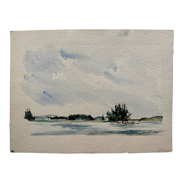 Henry Emil Salloch Original Watercolor on Paper Warren Island, Maine. 1948. For Sale