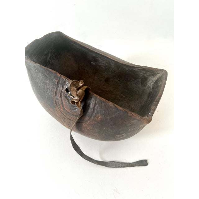 Wood African Tribal Art Hand-carved Wood Bowl with Unique Designed Characteristics For Sale - Image 7 of 12