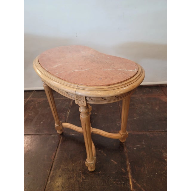 French Provincial Antique 1900s French Louis XVI Side Table Marble Top For Sale - Image 3 of 8