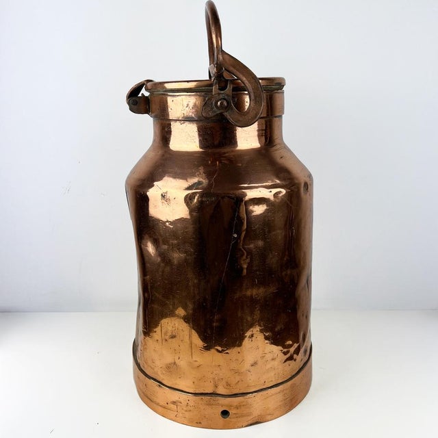 Large Antique Copper Milk Can For Sale - Image 5 of 11