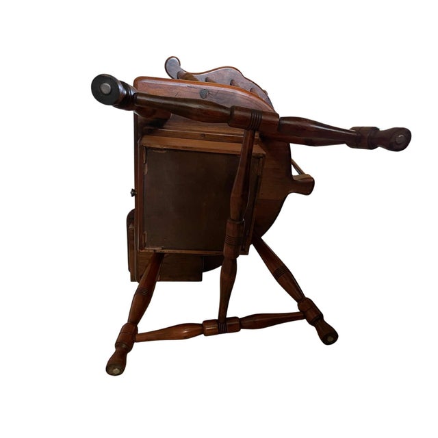 Mid 20th Century Vintage Walnut Pennsylvania Windsor Writing Chair With Two Drawers For Sale - Image 16 of 18