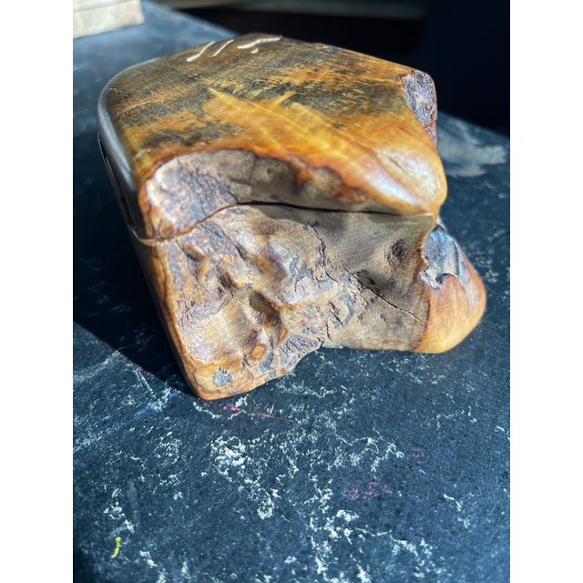 Wood Richard Rothbard Hand Made Burl Wood Cat Puzzle Jewelry Box 20th Century For Sale - Image 7 of 12