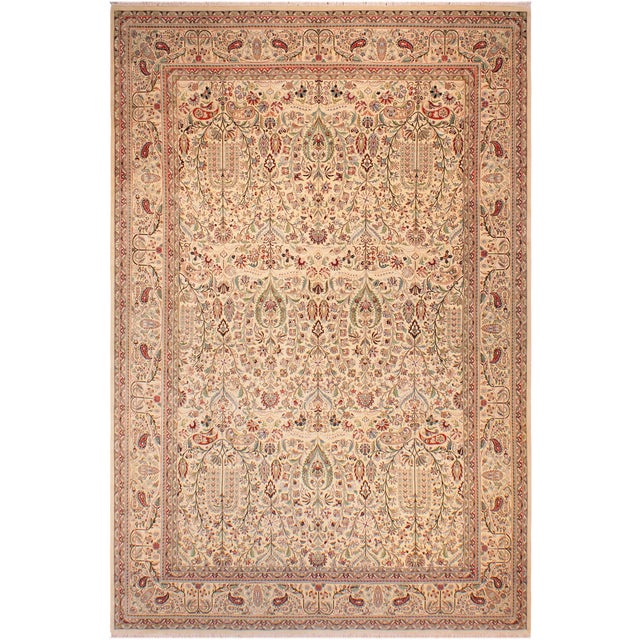Shabby Chic 1990's Pak-Persian Ivory/Green Wool Rug - 9'4'' X 13'6'' For Sale - Image 9 of 9