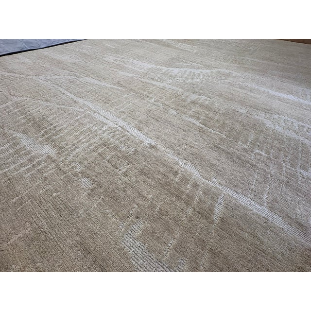Rh Restoration Hardware Strati Hand-Knotted Wool Rug — 10' × 14' Sand | Himalayan Highland Wool | High-Low Textural Design For Sale - Image 12 of 18