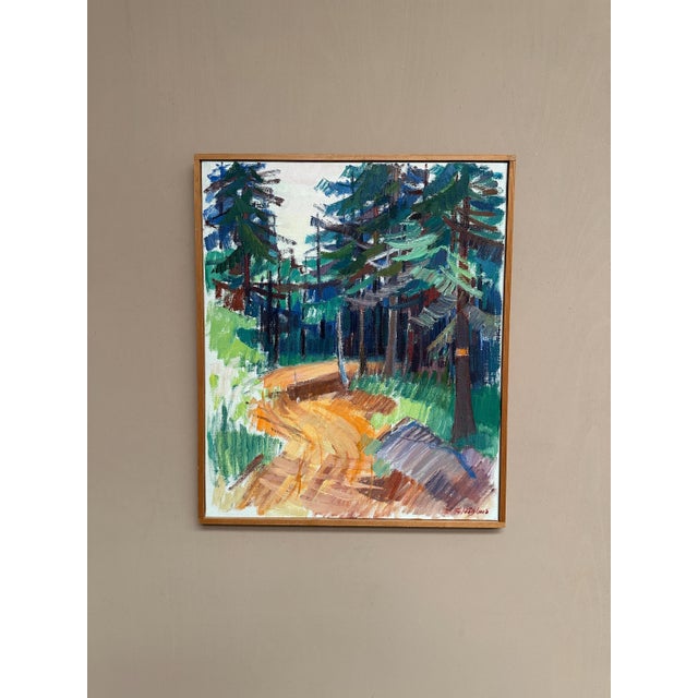 Original Vintage Swedish Oil on Canvas – “Spår” by Gustaf Höglund – Signed – Vintage & Framed – 57 × 49 cm (22.4" × 19.3")...