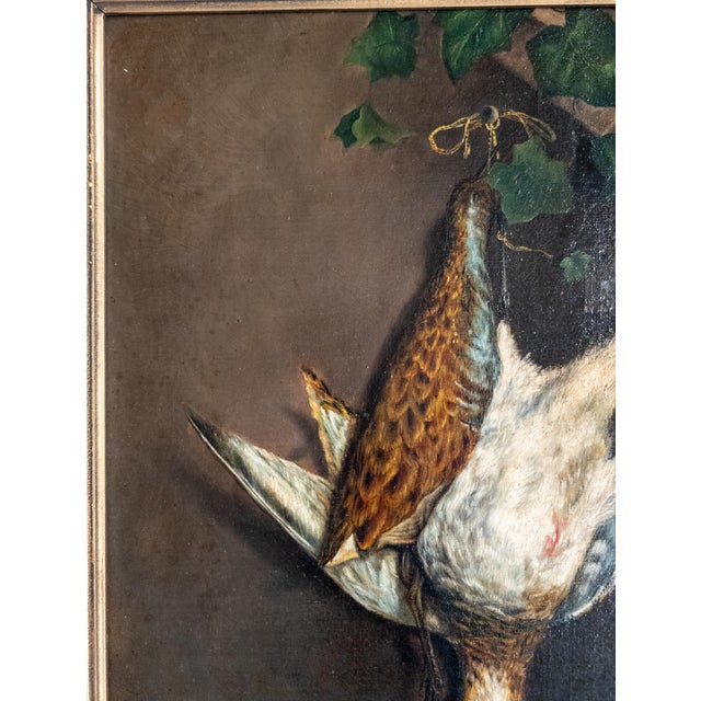 Wood 19th Century Continental European Painting of Game Birds For Sale - Image 7 of 16