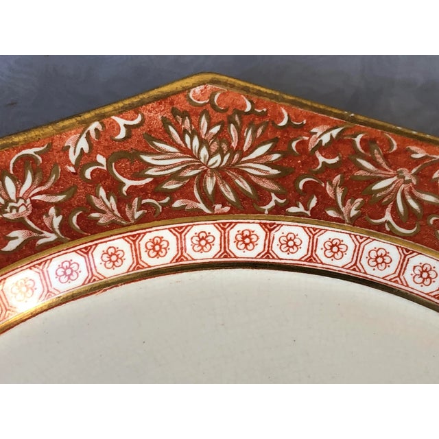 Antique Minton China Hexagonal Decorative Plate For Sale - Image 9 of 13