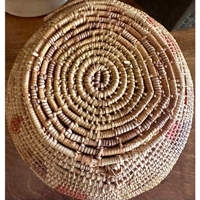 Native American Hand-Woven Native American Horsehair Lidded Basket For Sale - Image 3 of 10