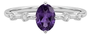 Amethyst & Cubic Zirconia Ring, February Birthstone Ring Us 7