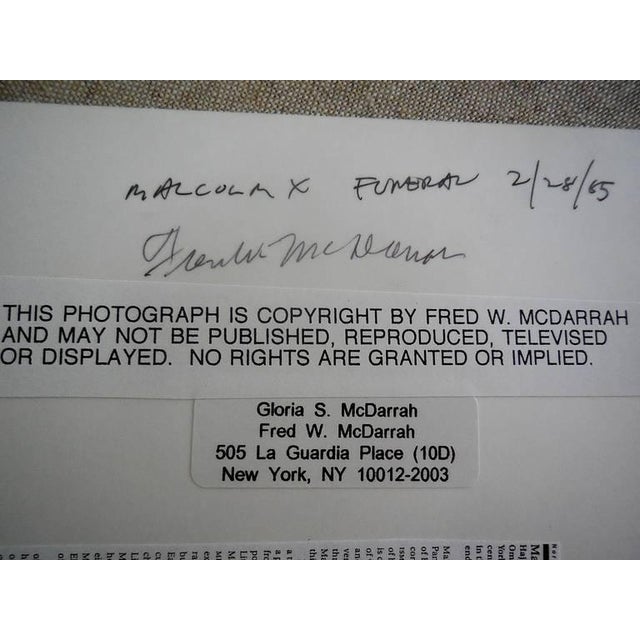 Malcolm X Funeral signed in ink Veteran Village Voice photographer Fred W. McDarrah Over a 50-year span, McDarrah...
