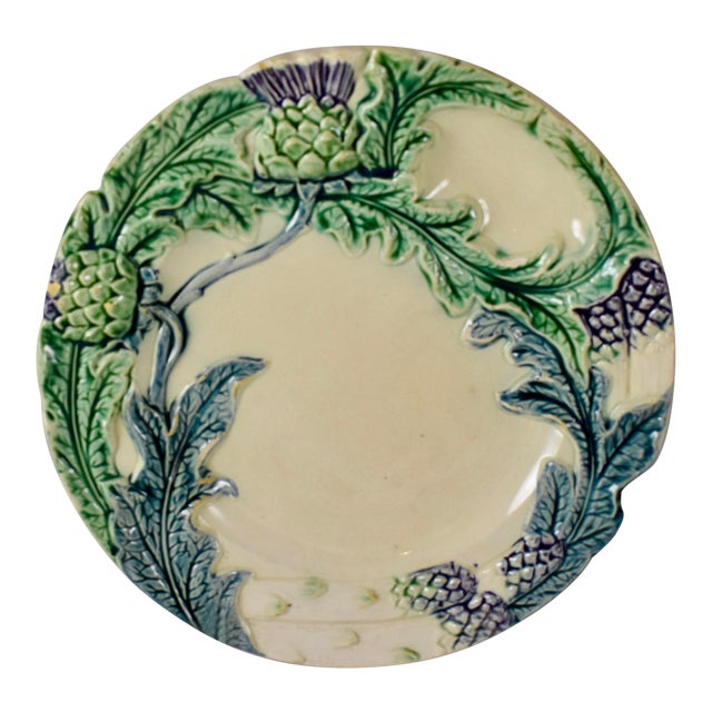 Fives-Lille Majolica Artichoke & Asparagus Plate, Circa ...