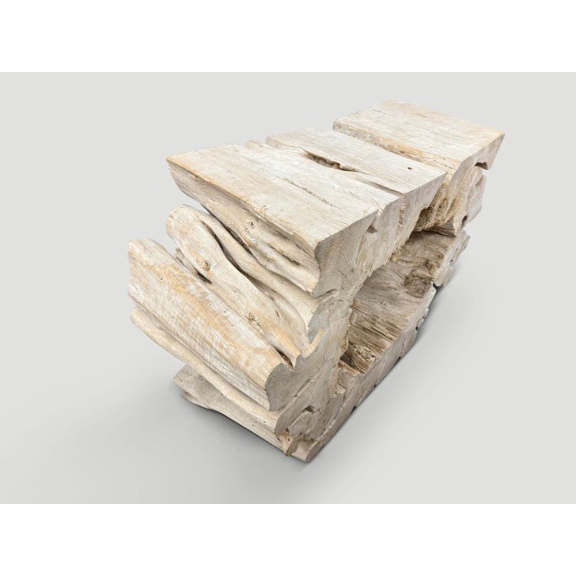 Andrianna Shamaris Bleached Organic Wood Console Table For Sale - Image 13 of 18