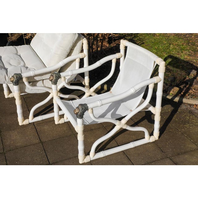 Mid-Century Modern Vintage White Faux Bamboo Chairs by Kettal, 1980s, Set of 2 For Sale - Image 3 of 18