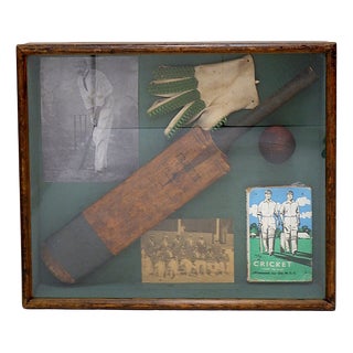 Display Case of Cricket Collectibles For Sale