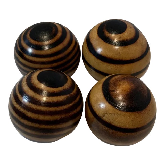 Set of 4 Contemporary Dried and Hand Decorated Fruits From the Monkey Apple Tree For Sale