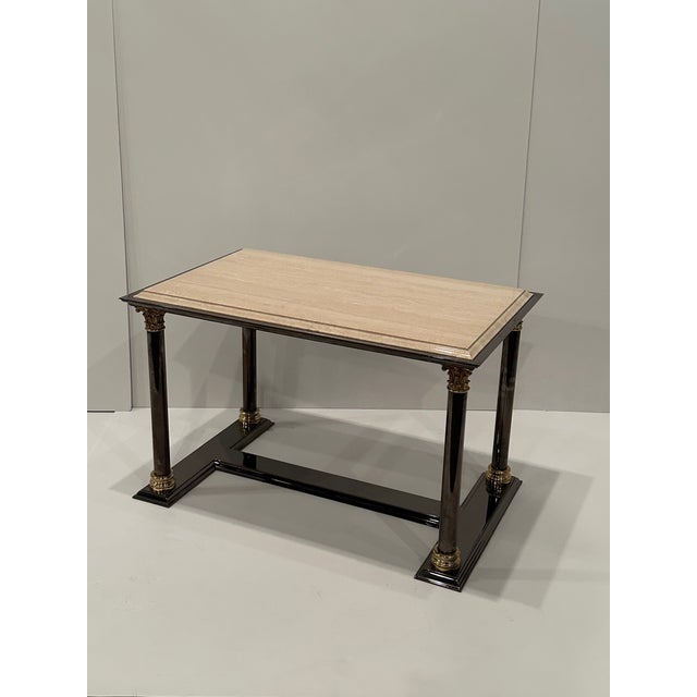 Metal Marble Brass & Tinted Steel Hollywood Regency Cocktail Table For Sale - Image 7 of 13