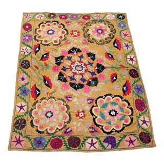 Vintage Hand Embroidered Suzani Wall Hanging, 1920s For Sale