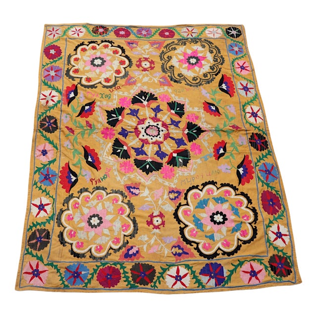 Vintage Hand Embroidered Suzani Wall Hanging, 1920s For Sale