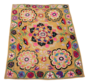 Vintage Hand Embroidered Suzani Wall Hanging, 1920s