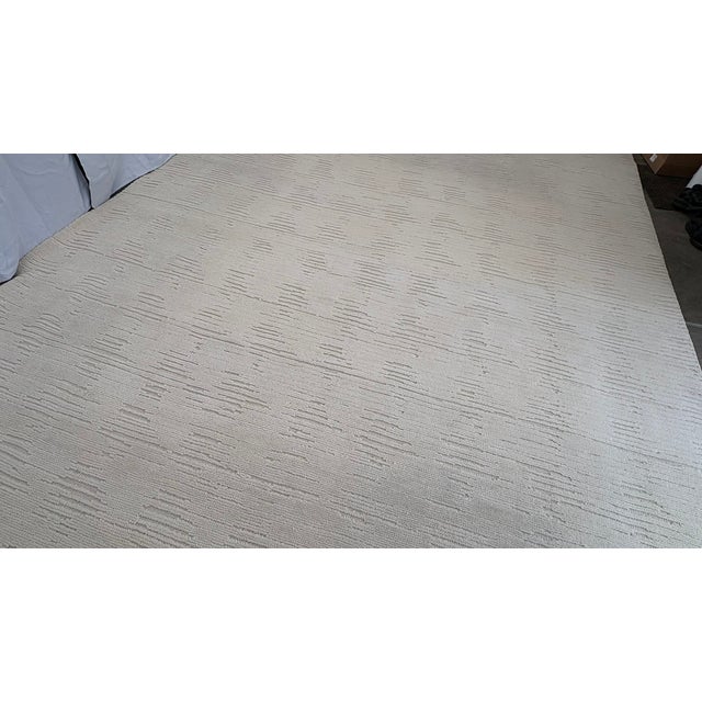 Contemporary Rh Restoration Hardare Meryem Hand-Knotted Wool Rug — 10' × 14' Ivory | New Zealand Wool | High-Low Textural Pile For Sale - Image 3 of 18