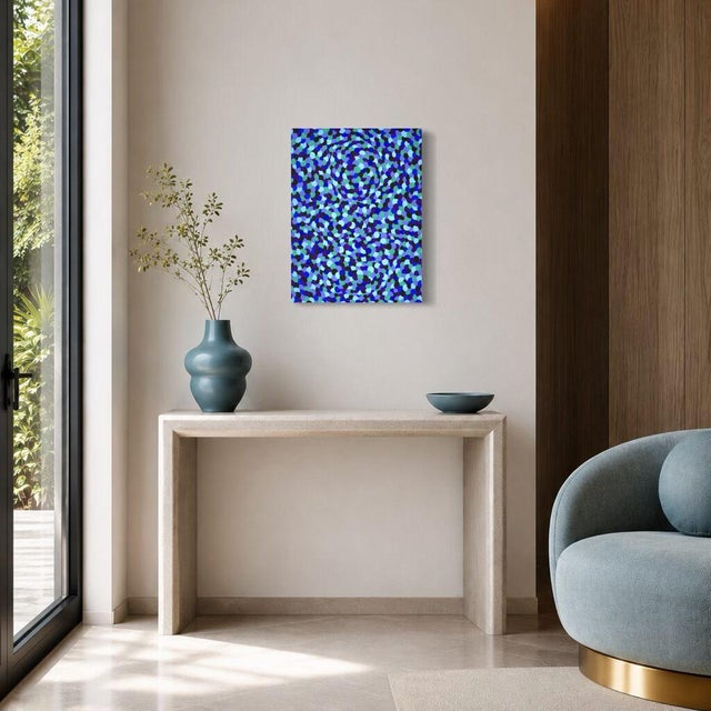 Gordon Sizelove "Night Sky" Acrylic on Canvas, Abstract Pointillist Painting in Cobalt Blue, Bay Area California Art, Original 18 X 24 Inches, 2026 For Sale - Image 4 of 6